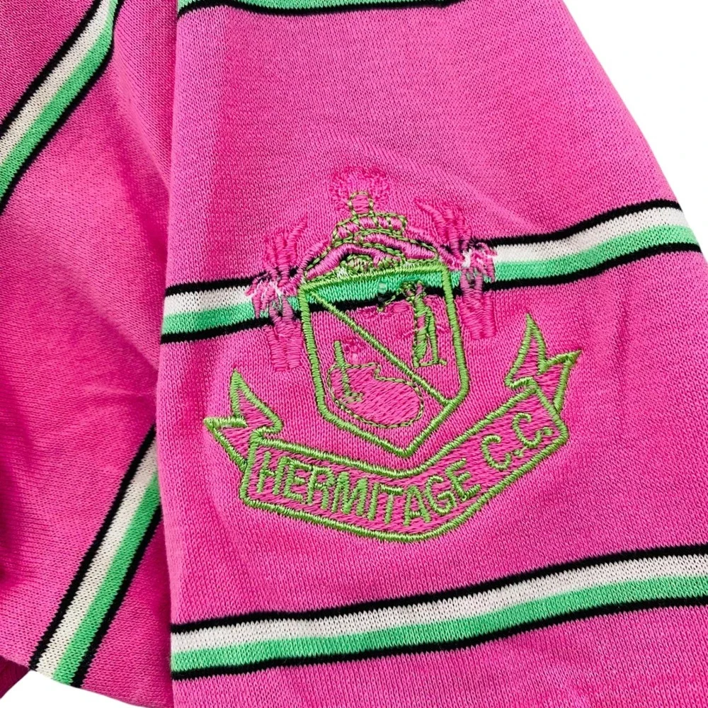 Polo Golf Ralph Lauren Mens Pink Striped Pima Cotton Polo Shirt M - Picture 4 of 10